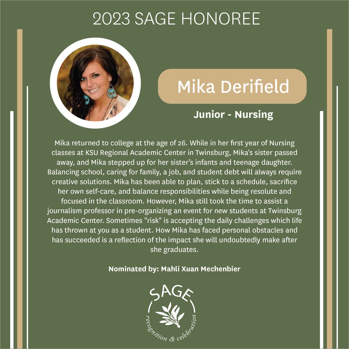 ksustudentlife's tweet photo. Our Equity, Identity, and Success (EIS) Pillar is pleased to announce and recognize our 2023 SAGE Honorees! These honorees have shown tremendous persistence and commitment toward their education in the face of everything their lives have thrown at them. 

Congratulations! https://t.co/ZyVjgQ1AFK