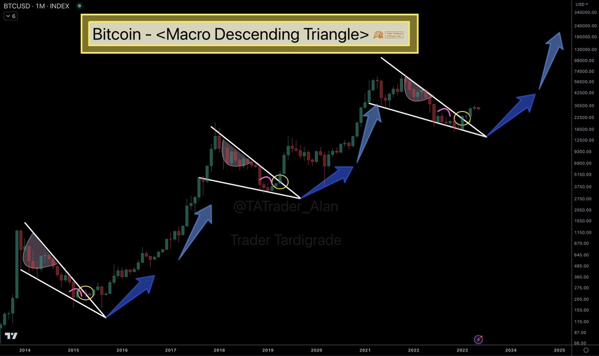 TATrader_Alan's tweet photo. #Bitcoin repeats this pattern on monthly chart. Nothing is new.

#BTC #Crypto https://t.co/KaB6r5pbYd