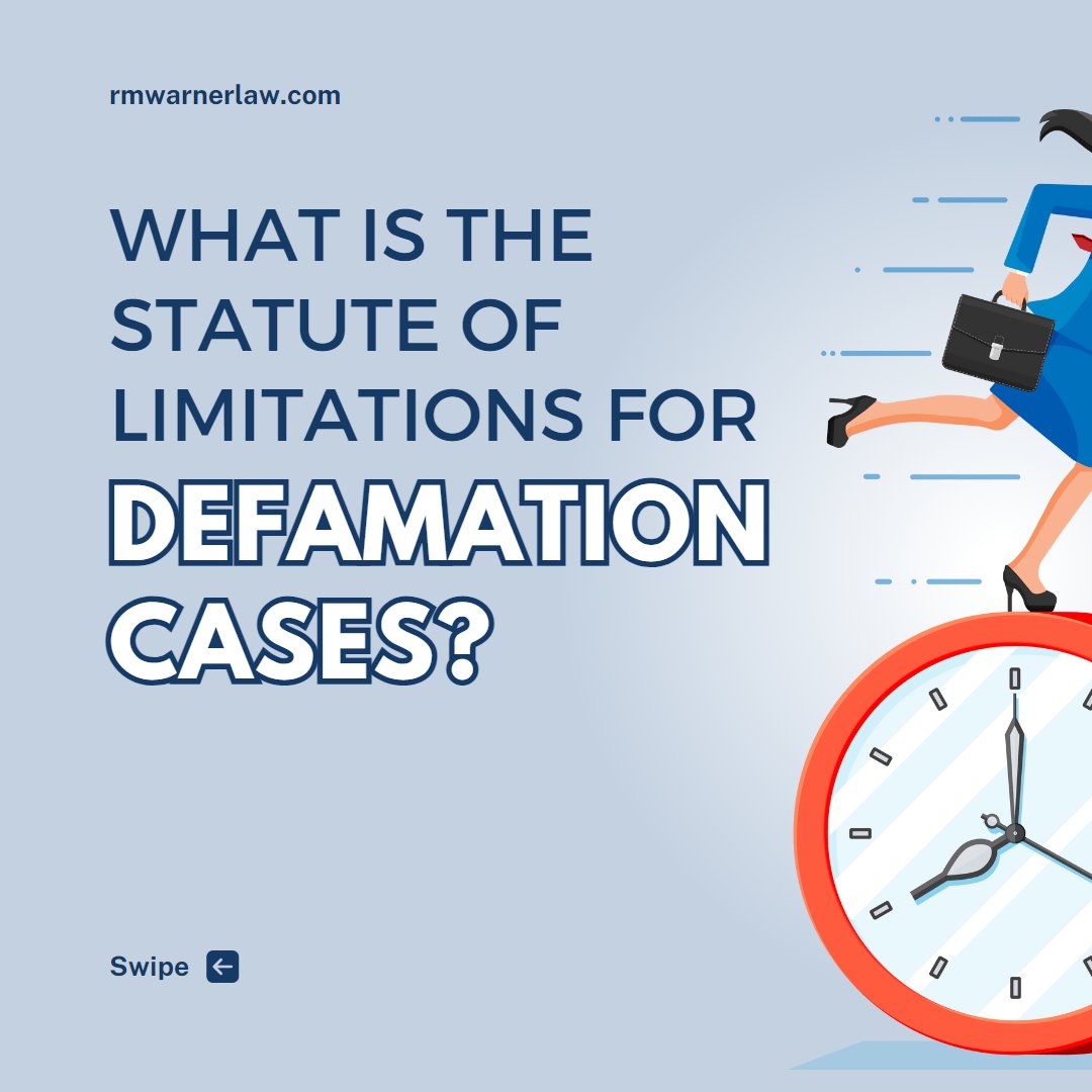 RMWarnerLaw1's tweet image. If you think you're the victim of #defamation, it is important to file a #defamationclaim quickly because of the #statuteoflimitations. Speak with a #defamationlawyer ASAP about your #defamationcase to get the process started. You can do so by clicking the link in our bio today!