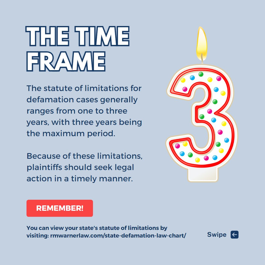 RMWarnerLaw1's tweet image. If you think you're the victim of #defamation, it is important to file a #defamationclaim quickly because of the #statuteoflimitations. Speak with a #defamationlawyer ASAP about your #defamationcase to get the process started. You can do so by clicking the link in our bio today!