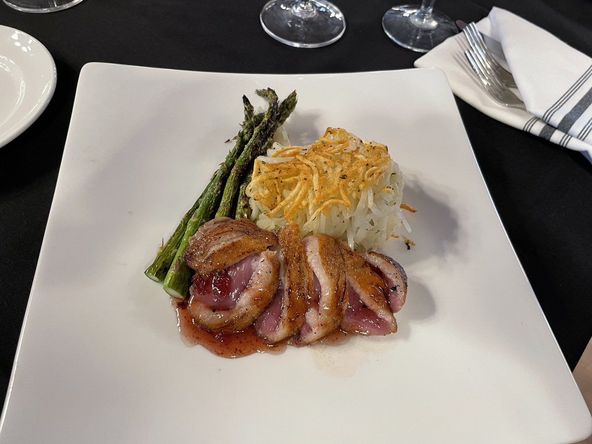 But that’s not all. Chef Bill <a href="/Grand_ViewLodge/">Grand View Lodge</a> knows how to make a chubby sports editor happy. This pan-seared duck with hash browns, asparagus and a lingonberry sauce was delicious. <a href="/brd_dispatch/">Brainerd Dispatch</a> #DispatchDiningGuide2023