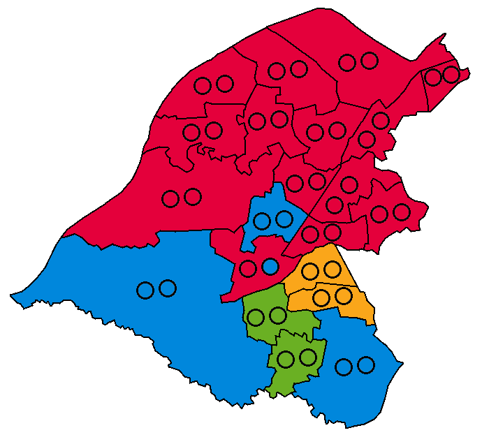 Trafford Metropolitan Borough Election 2023

🌹 Labour/Labour Co-Op - 41 (-)
🌳 Conservative - 10 (-3)
🔶 Liberal Democrats - 6 (+1)
🌍 Greens - 6 (+2)