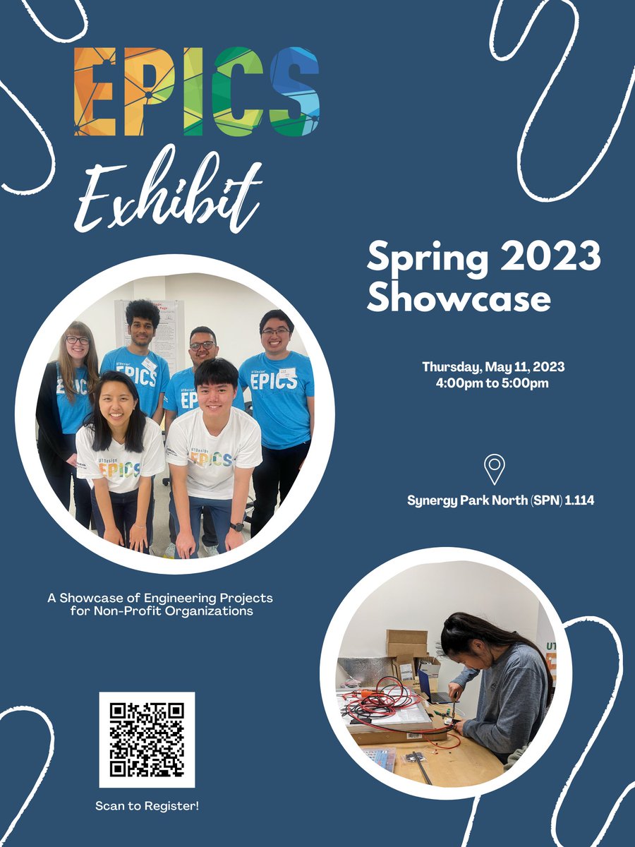 Get ready to be wowed by the innovative solutions engineered by our students for the social good.The UT Dallas' Spring 2023 #EPICS expo will be held on May 11th at the Synergy Park Building.

Come join us! Scan the QR code on the image to register.
#socialgood #innovation