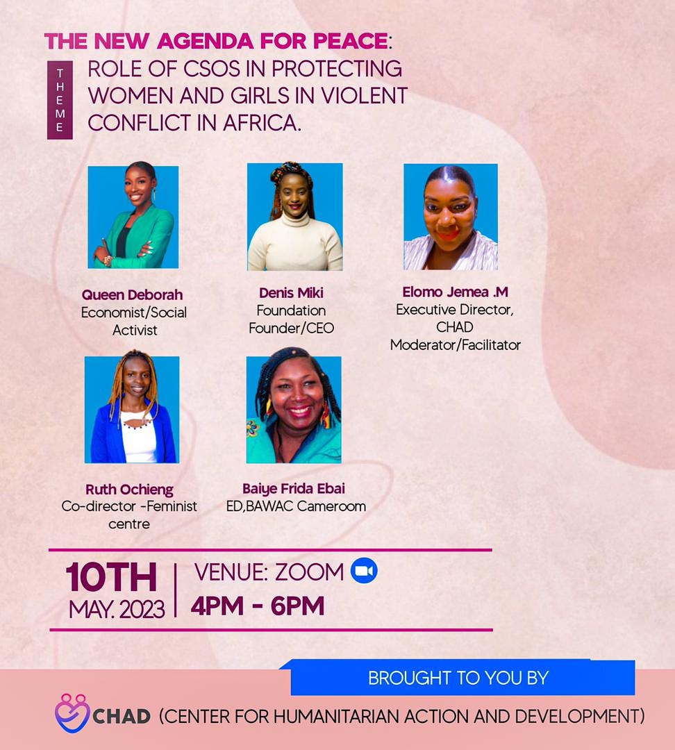 Deborah01023430's tweet photo. Plan to participate.

Subject : ROLE OF CSOS IN PROTECTING WOMEN AND GIRLS IN VIOLENT CONFLICT IN AFRICA.

Date: 10th May, 2023.

Time: 4PM-6PM.

Venue: Zoom

To participate click the link below.
https://t.co/KAU1u3Gh4K
Meeting ID : 844 8915 1730
Code : 997604 https://t.co/SXf4jisYM6