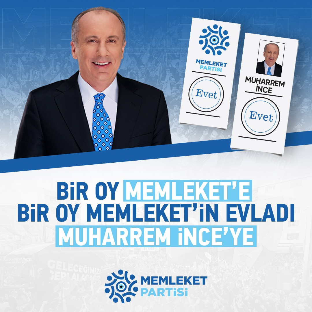 Atatürk ilke ve devrimlerini ilelebet yaşatmak için; bir oy Memleket’e, bir oy Memleketin Evladı Muharrem İnce’ye! #MemleketMeclise