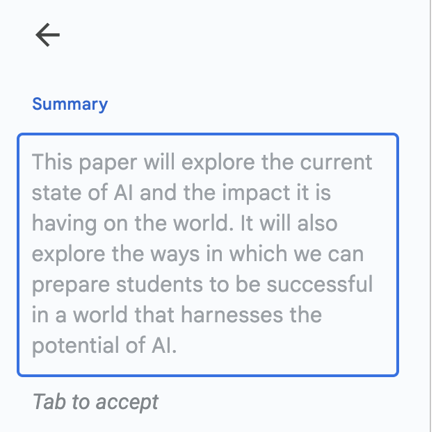 cmccrink567's tweet image. What?? Grasp the main points of a #GoogleDoc with AI summaries available now.  This is such a cool addition! 🥰 Have been following @friEdTechnology sessions &amp;amp; picked this wee gem up from the Google Product Series Recap this evening.  Thanks, everyone!