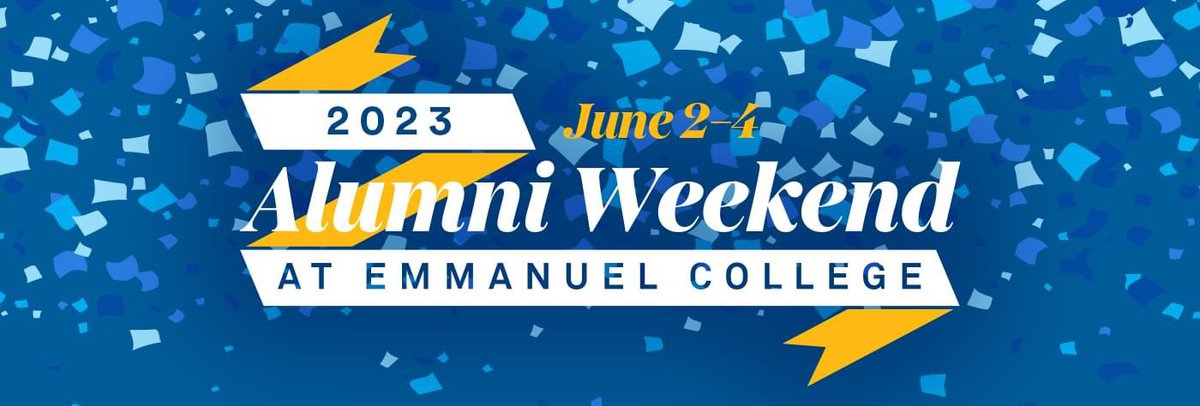 Several special events during Alumni Weekend 2023 are open to ALL ALUMNI, including the Emmanuel Quad Under the Stars on Friday 6/2 and the Cheers! Blue &amp; Gold Celebration on Saturday 6/3. We hope to see you there!

Learn more and register: events.emmanuel.edu/event/2023_emm…