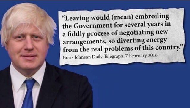BORIS JOHNSON: Remainer

Boris Johnson used to be a supporter of Britain remaining in the EU and was extremely sceptical about Brexit.

He doesn’t like people reminding him of this, so please don’t share this tweet with anyone.