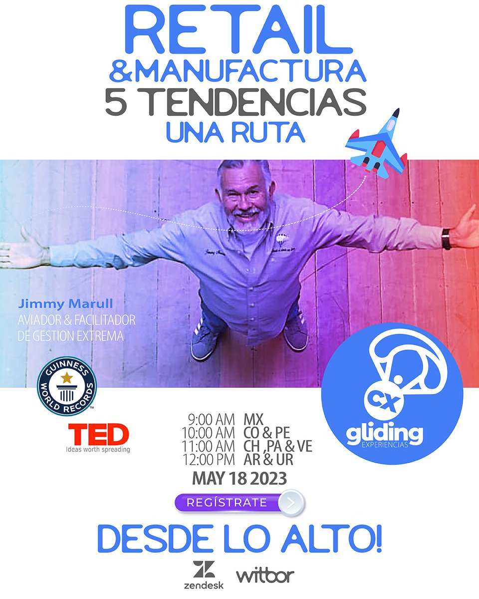 WitborOK's tweet image. Enfrentas retos de Transformación Digital para mejorar las Relaciones Con Tus Clientes en tiempos difíciles, es hora de volar! 

Las Experiencias Gliding CX son tu gran oportunidad para hacerlo de manera segura de la mano de 
@ZendeskLATAM y @WitborOK 

zurl.co/d0lE