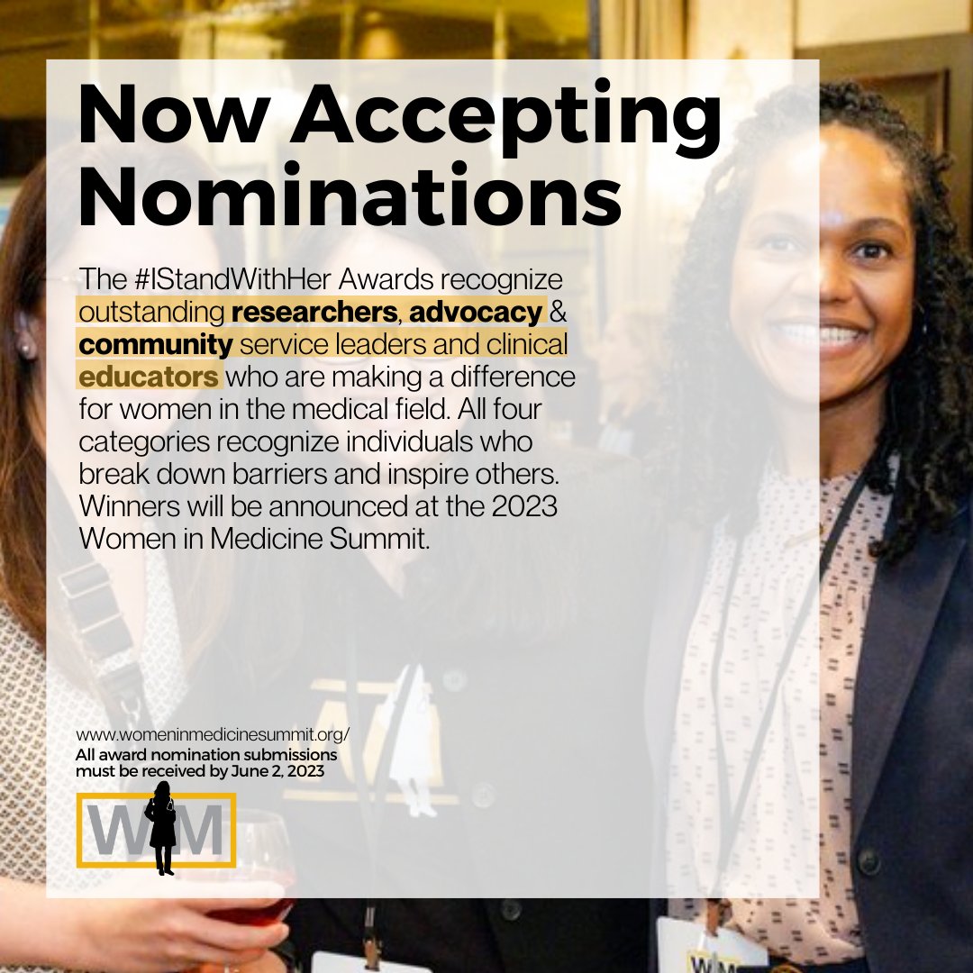 ShikhaJainMD's tweet photo. ๐ข #MedTwitter, we all know AMAZING colleagues of all genders deserving of accolades/awards!
Nominate someone for the #IStandWithHer awards today!
#SheForShe #HeForShe #TheyForShe #Resilience #Trailblazer.
Due June 2
#WIMStrongerTogether
https://t.co/KcbJSMLbhh https://t.co/sB9mWLmLHa