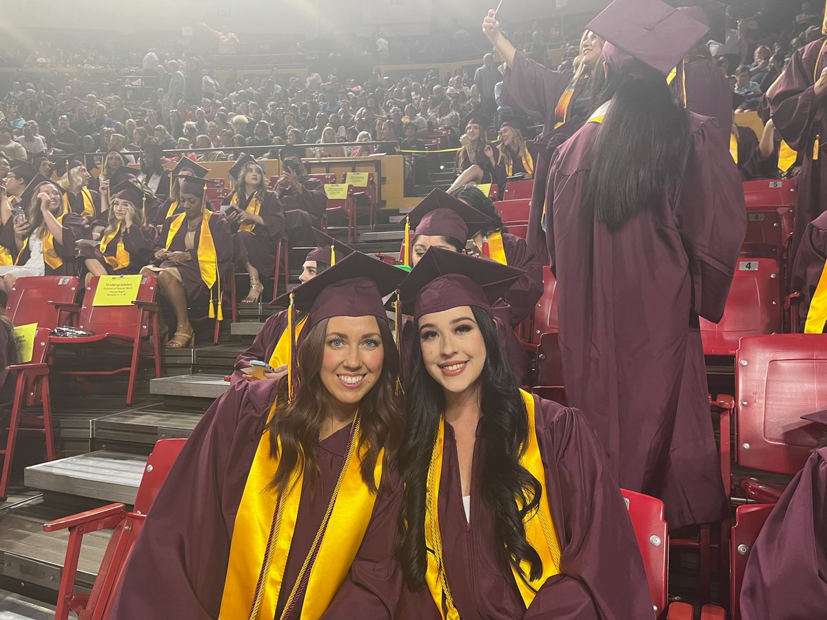 Congrats to all our spring 2023 School of Social Work graduates! We are so proud of you! These SSW grads are ready celebrate and walk the stage at today's Watts convocation.🎓🎉 #ASUGrad #WattsGrad