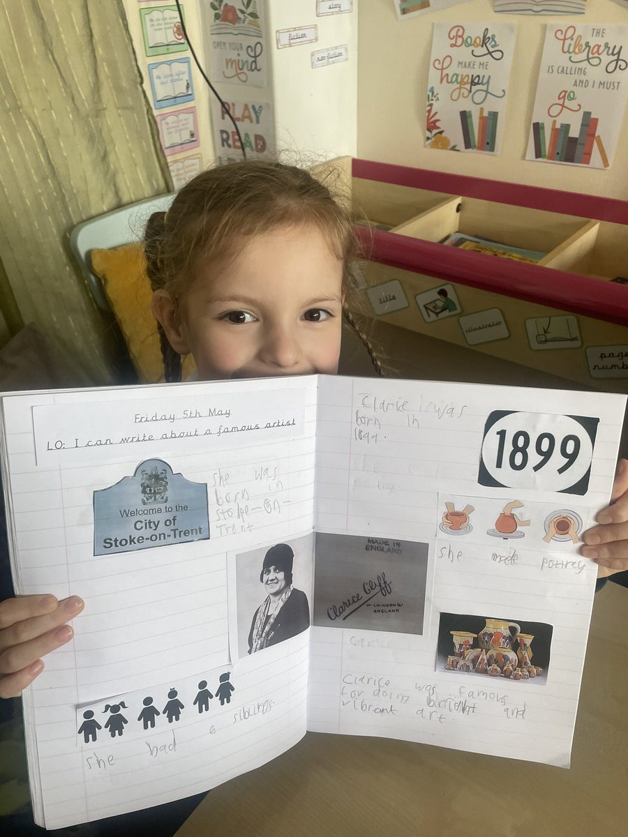 carolyashworth's tweet photo. Look at these fabulous double page spreads that we have created about Clarice Cliff. We have learnt so much about her! #history #crosscurricularwriting @EPSElton https://t.co/x0nWWpWlEu