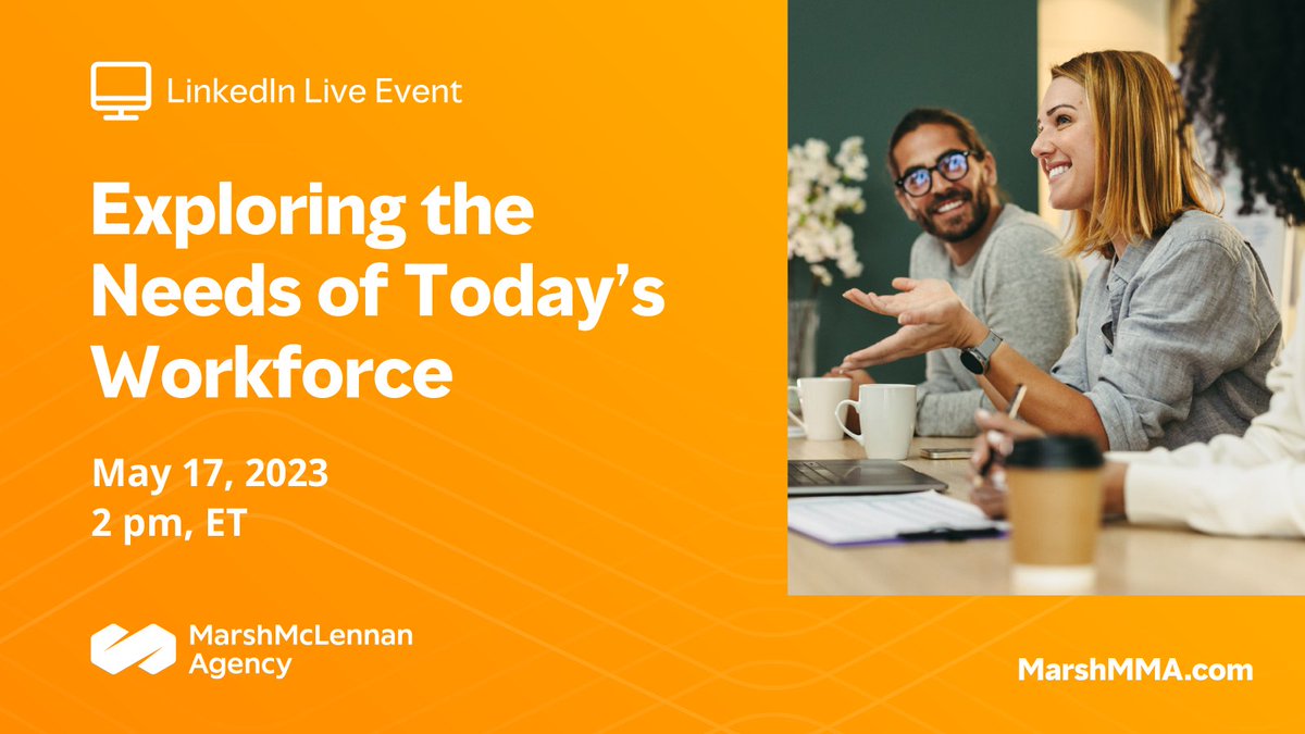 Marsh_MMA's tweet photo. Register today for our LinkedIn Live on May 17 at 2:00 pm, ET for a discussion on why is it important for organizations to think of #wellbeing holistically with Diane Andrea, Erika Wieczorek, @guzmand and @taraannebenson. #MentalHealth #MMALive https://t.co/LgkEcwaZOf https://t.co/mje8cl166Z