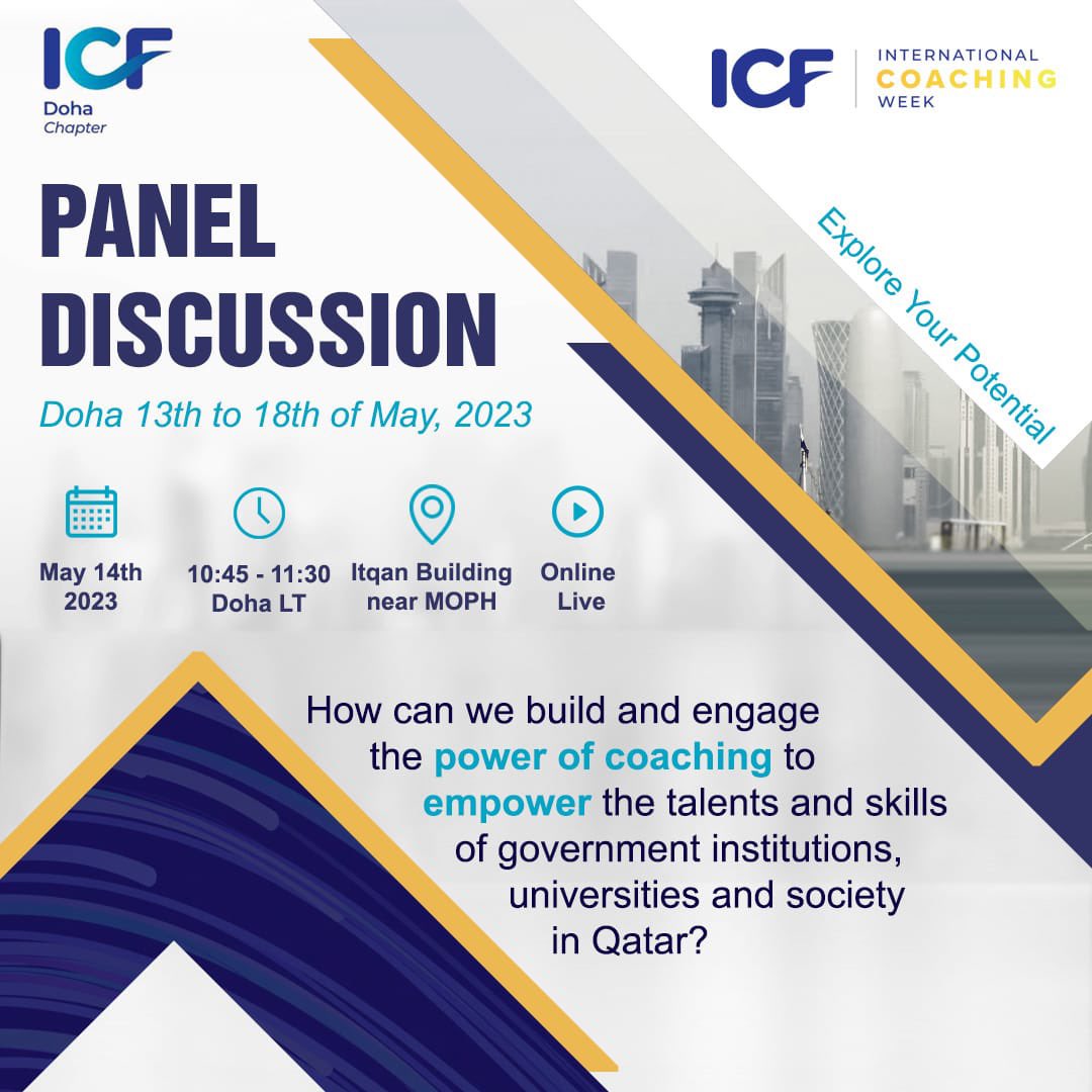 icfdoha's tweet photo. #Free #RSVP at https://t.co/tai08iWSqS.  #LIVE and #onsite #coaching #icw2023 #universities #institutes #power #paneldiscusdion #qatar https://t.co/BNyKKWYmdr