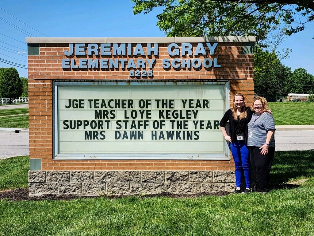 Congratulations to Mrs. Kegley and Mrs. Hawkins for being teacher and and support staff of the year!