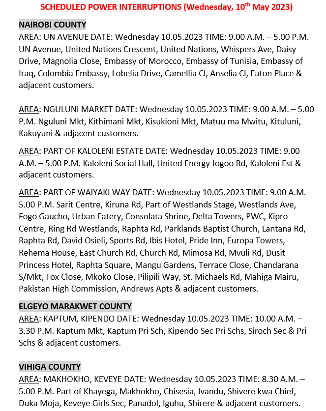 These areas be aware #kenyapower