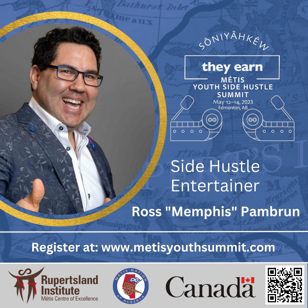 Ross Pambrun is one of our speakers at Sôniyâhkêw,  RLI’s Métis Youth Side Hustle Summit. Catch Ross at his workshop “Creating a Podcast as a Side Hustle” on Saturday, May 13 AND as the host of the Beaver’s Den on Sunday, May 14! Register to attend at metisyouthsummit.com.