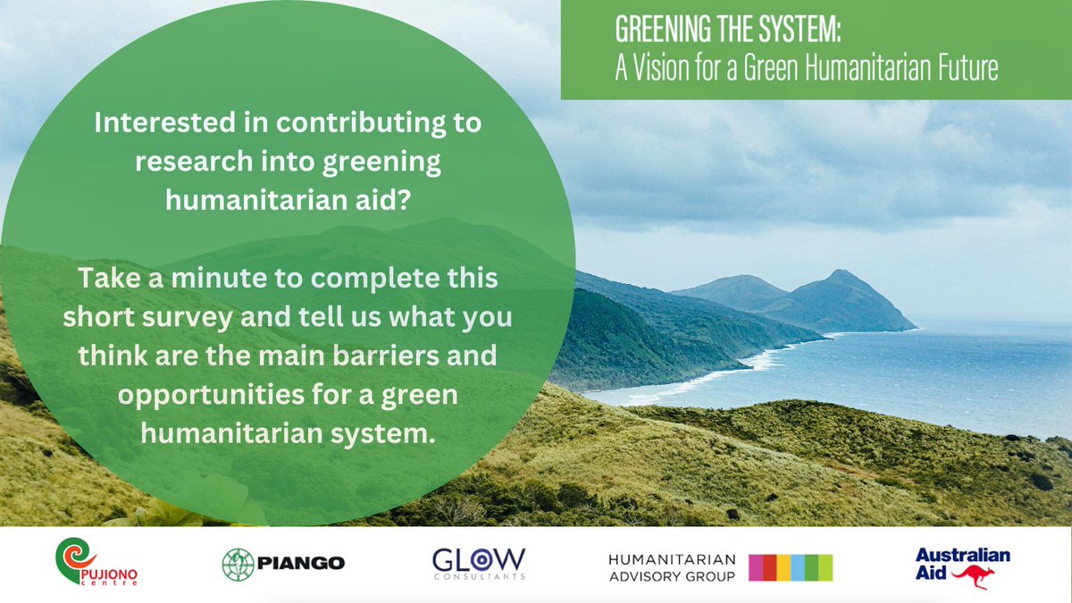 HumAdGrp's tweet photo. How does the sector think about greening humanitarian aid? πΏ Tell us your thoughts by completing a short survey to support HAG's research into greening the humanitarian system.
#greeningthesystem #climate #environment #humanitarian
https://t.co/IakpCsJP4a https://t.co/SnqZBYVrkO