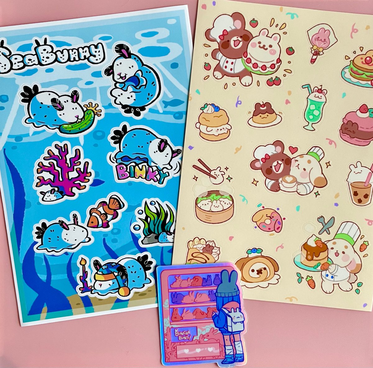 bunchabunszine's tweet photo. Close up of our stickers!! 
All preorder bundles have been shipped out! Limited stock of these will be up on May 15th! ❤️🐇 https://t.co/jCXVta70FF