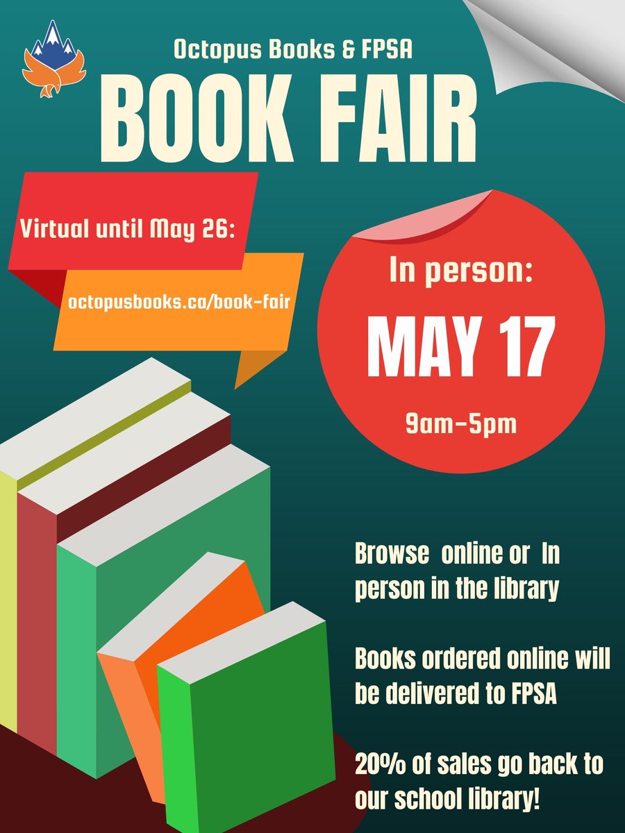 Fisher Park Summit Alternative is having a book fair with Octopus Books!

- Virtual option on now until May 26 octopusbooks.ca/book-fair
- In-person option for students May 17 during the school day.
- Families welcome after school May 17 until 5pm

<a href="/OCDSB/">OCDSB</a> 
<a href="/OCDSBLibrairies/">Libraries in the OCDSB</a>