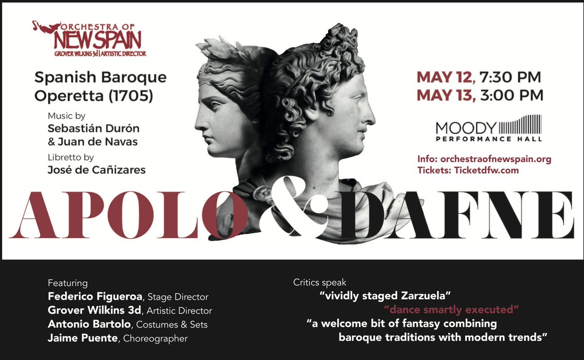 Don't miss this weekend's production of Apolo &amp; Dafne! Tickets are buy one, get one free at TicketDFW with the promo code BAROQUEBOGO. Reserve your seats today! ticketdfw.com/whats-on/2023/…