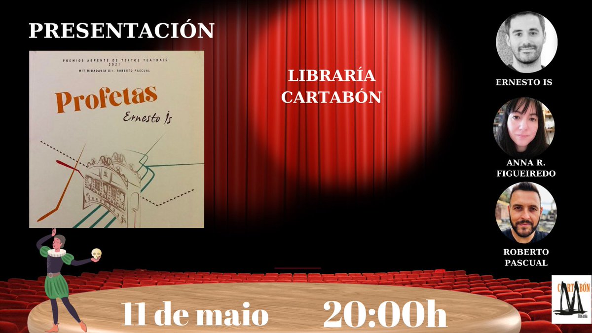 Vigo: presentación de Profetas, de Ernesto Is: axendacultural.aelg.gal/2023/05/10/vig… <a href="/ernestoszis/">Ernesto Is</a> <a href="/theweeraven/">Anna R Figueiredo 🛰️</a> <a href="/PascualRoberto/">Roberto Pascual</a> <a href="/Cartabon_Libr/">Libraría Cartabón</a>