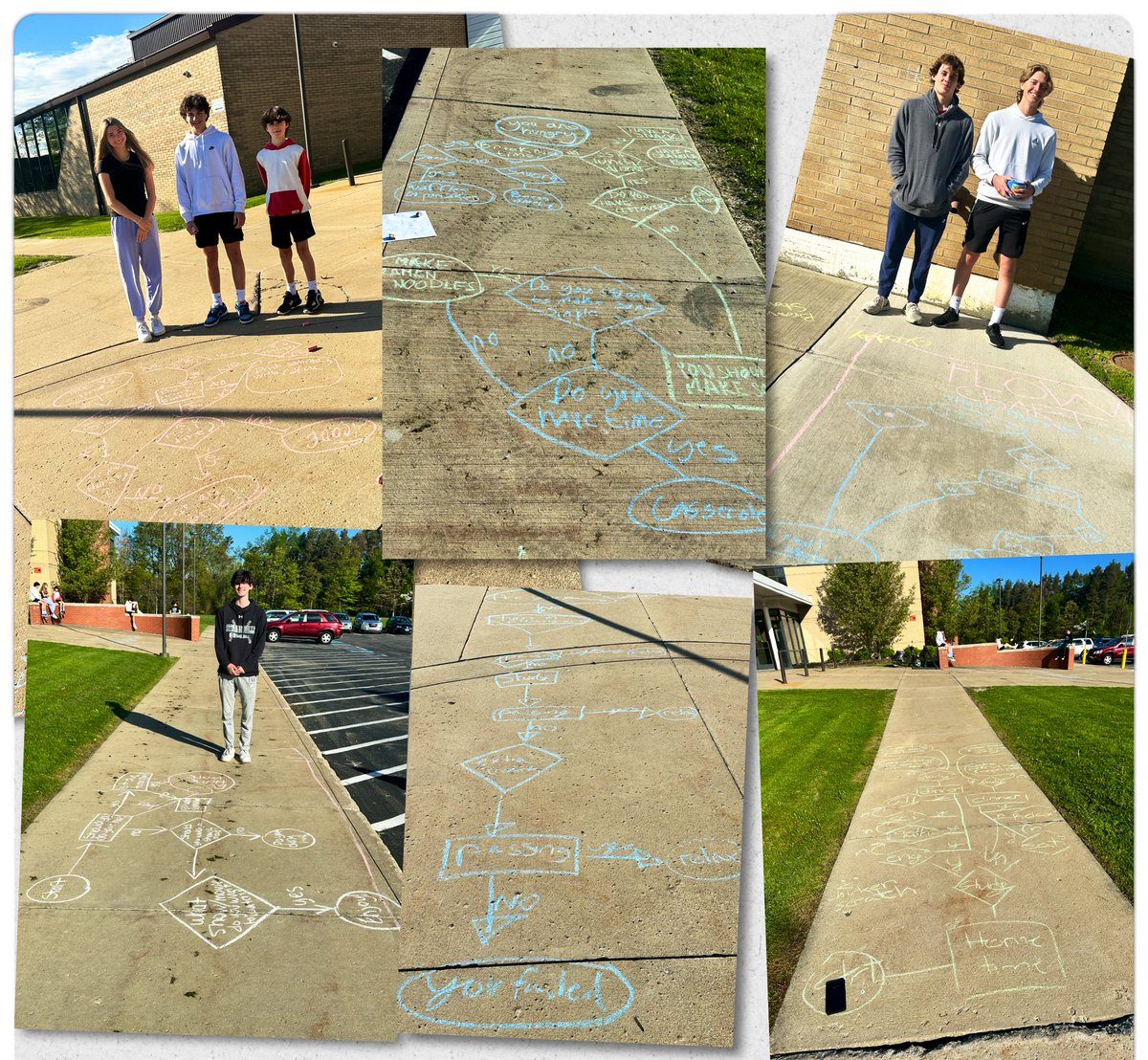 jfrenchiee's tweet image. Today, my comp sci students got creative with sidewalk chalk and made flow charts! Walking through their decision-making processes, from coffee to dinner choices to homework, was a blast. Love this unplugged activity! 🎨💻🚶‍♀️#FlowChartFun
#csforall #unplugged #edtech #csed