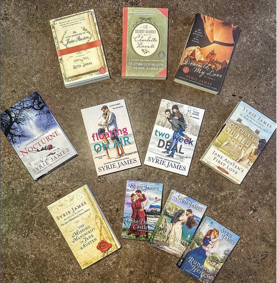 SyrieJames's tweet photo. Thanks Meredith @Austenesque for your awesome shout-out for my novels! -- "Just admiring my collection of books by #SyrieJames! I’m so impressed at the variety of genres &amp; types of novels this author can write!" #Austenesque #JaneAusten #AustenesqueReviews #JaneAustenBooks https://t.co/OtwrBjCtrg