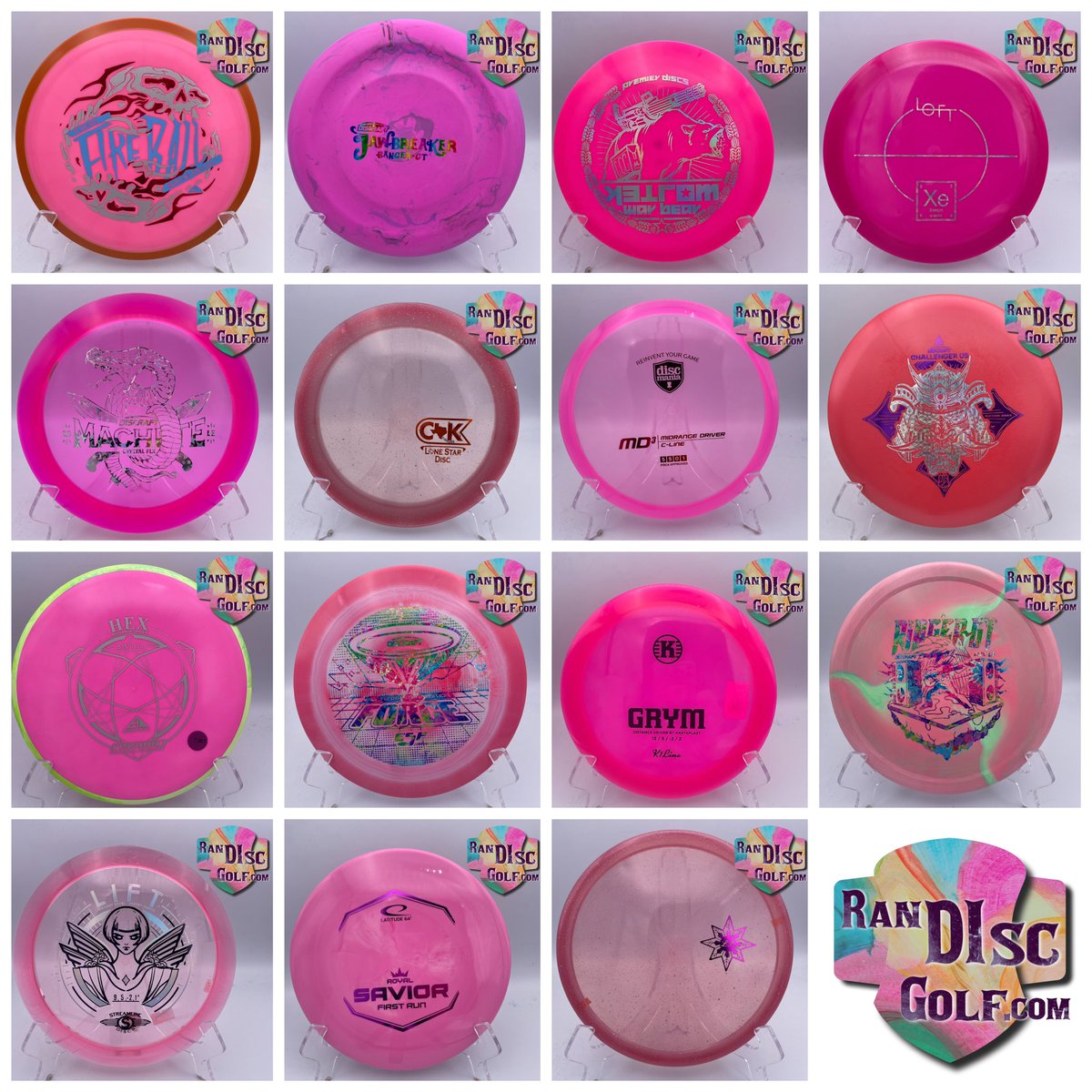 Who loves Pink?! We’ve got TONS of sweet pink discs from 38 brands in stock and ready to ship! #pink #pinkplastic #frisbeegolf #discgolf