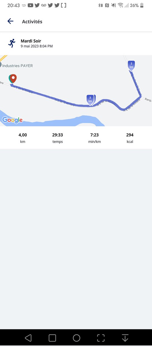 AlexDube91's tweet photo. Ce soir, j'ai décidé de sortir de ma zone de confort. Une première course depuis près de 3 ans. Le temps n'est pas incroyable, mais L'objectif de l'été : 

Passer de 4km en 29min 33 sec à 5km en moins de 30 min, donc une moyenne sous les 6 minutes par km! 

Une étape à la fois! https://t.co/zGe5NzJrXA
