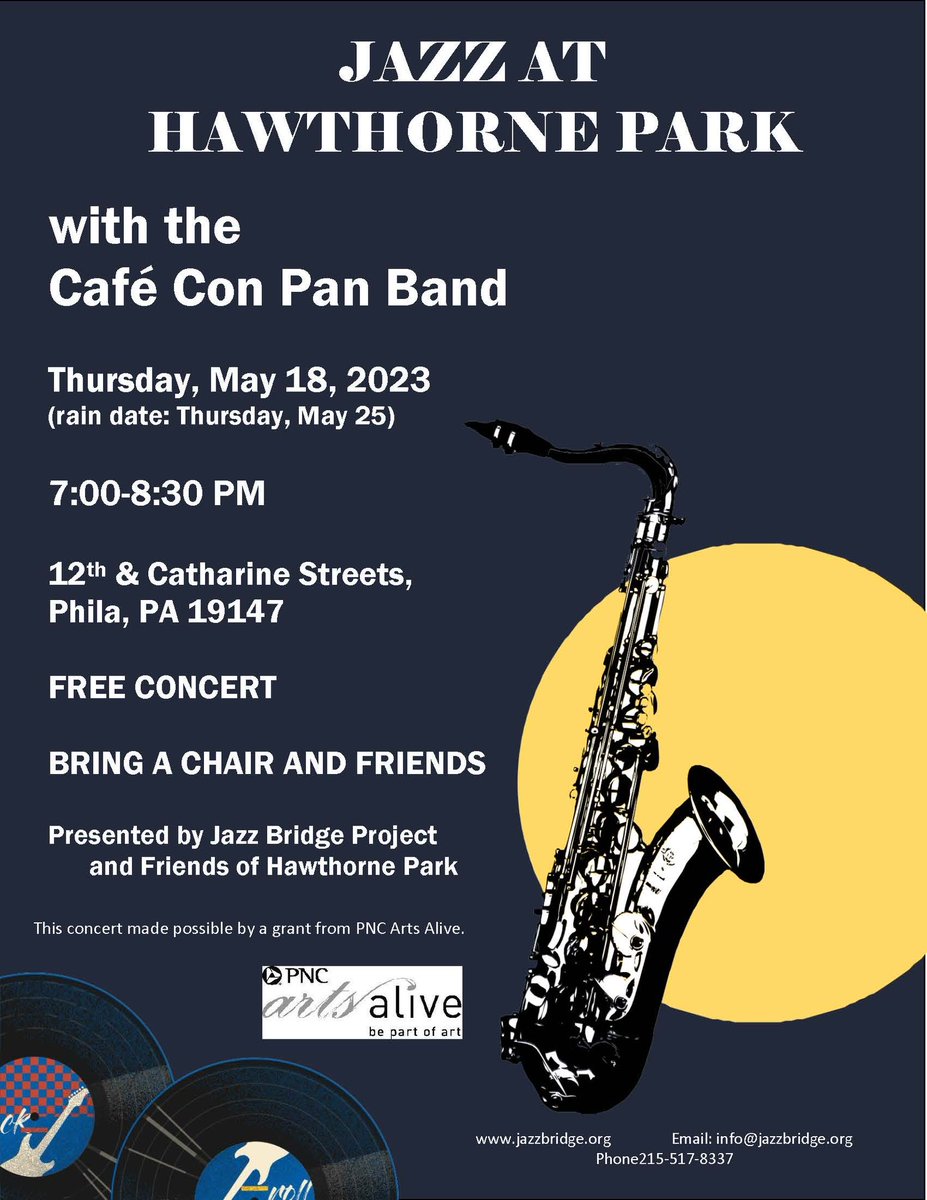 #Jazz #OutdoorConcert 

Thursday May 18 at 7pm!