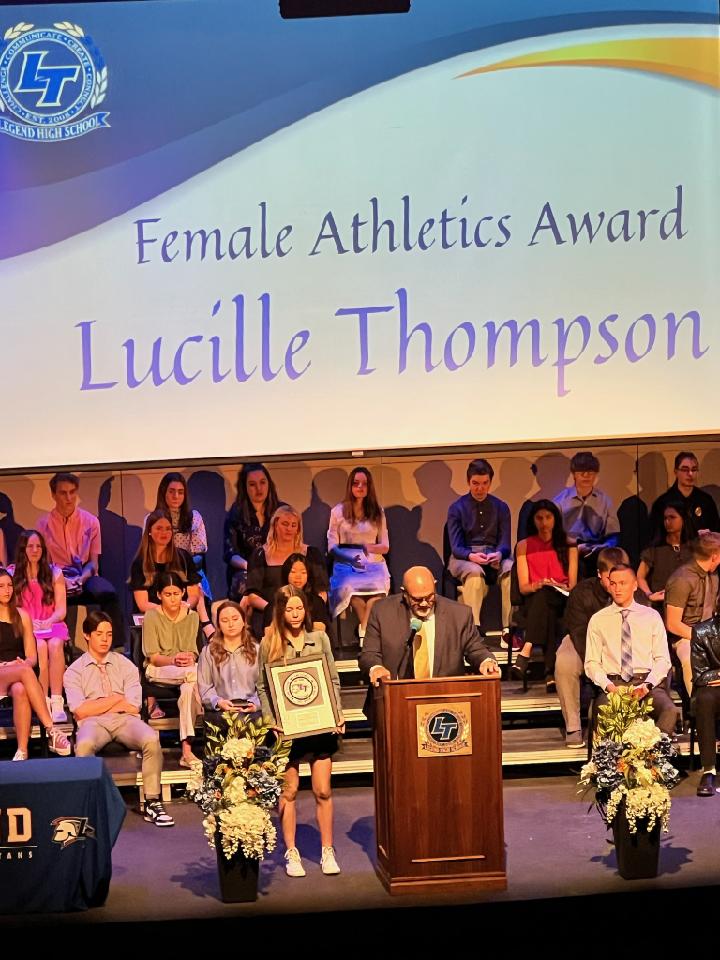 LTfastpitch's tweet photo. Congratulations to our @Thompson13Lucy on receiving the Female Athletics Award! So deserving 💪🥎!  #LTSoftball https://t.co/eIpYb7WDYG