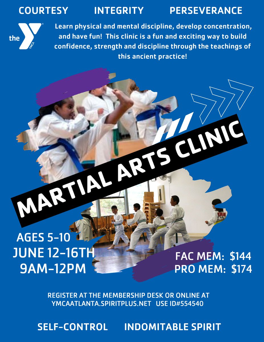 ymca_northwest's tweet photo. Sign up now for our June Martial Arts Clinic.

Questions? Contact Jennifer at jenniferlo@ymcaatlanta.org. https://t.co/ROO7NveFac