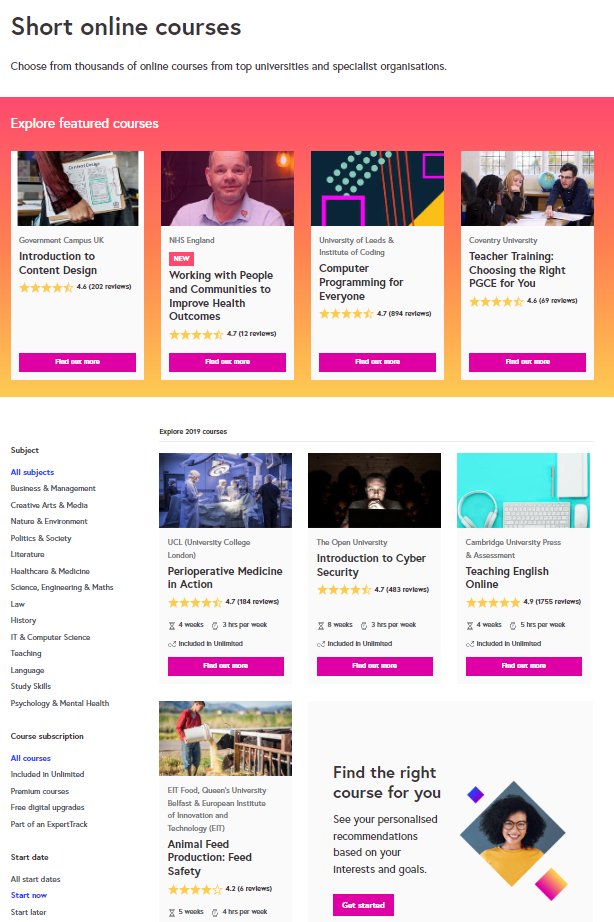 Keio_FL's tweet image. このオンラインコースプラットフォームを #FutureLearn といいます。イギリス発祥で、世界に1900万人以上の受講者がいます。扱う分野は、ビジネス、アート、医療、歴史…と幅広く、慶應からも、最近では村井純教授によるインターネットのコースなど11コース展開しています。
futurelearn.com