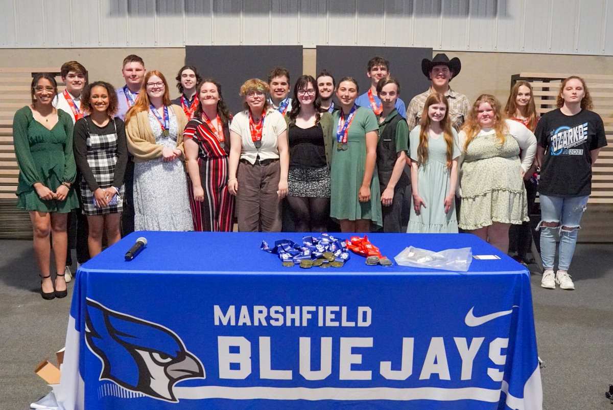 Beautiful night celebrating an incredible group of young adults! Congratulations to our senior award winners: Cayley Dooly - John Philip Sousa Award, Zane Wood - Louis Armstrong Award, and Abbi Loftis - National Marching Award! <a href="/MHSBluejays/">MHS Bluejays</a> <a href="/MarshfieldActi1/">Marshfield Athletics</a>