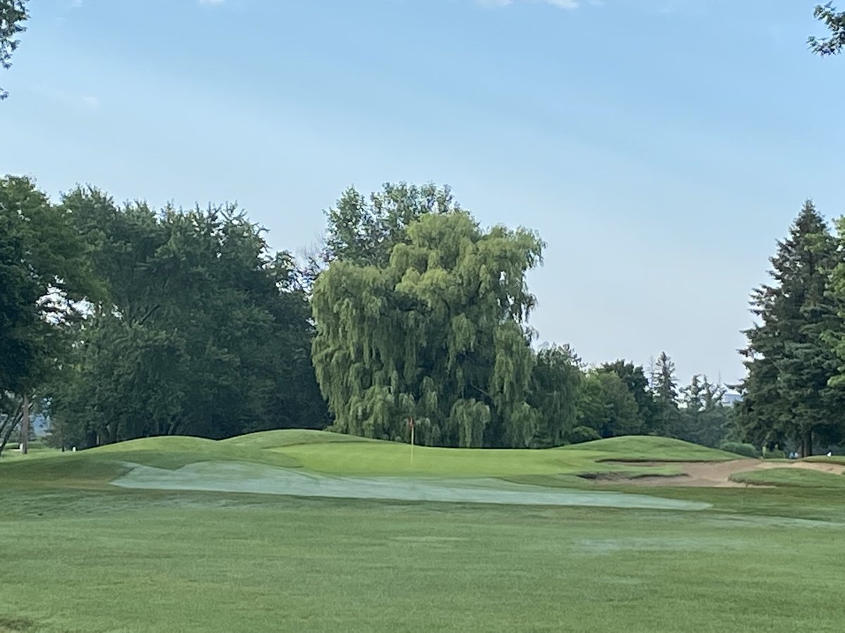 RobertMackay75's tweet photo. Hole 2 @RivermeadGolf. Before and after. One of the largest transformations thus far in the project. Lots of mound removal and the 40 yd long bunker on right is gone. Right side expansion green. Full tee reconstruction as well. Well done @jeff_mingay @jamieknorr86 ! https://t.co/GUPP0IugKE