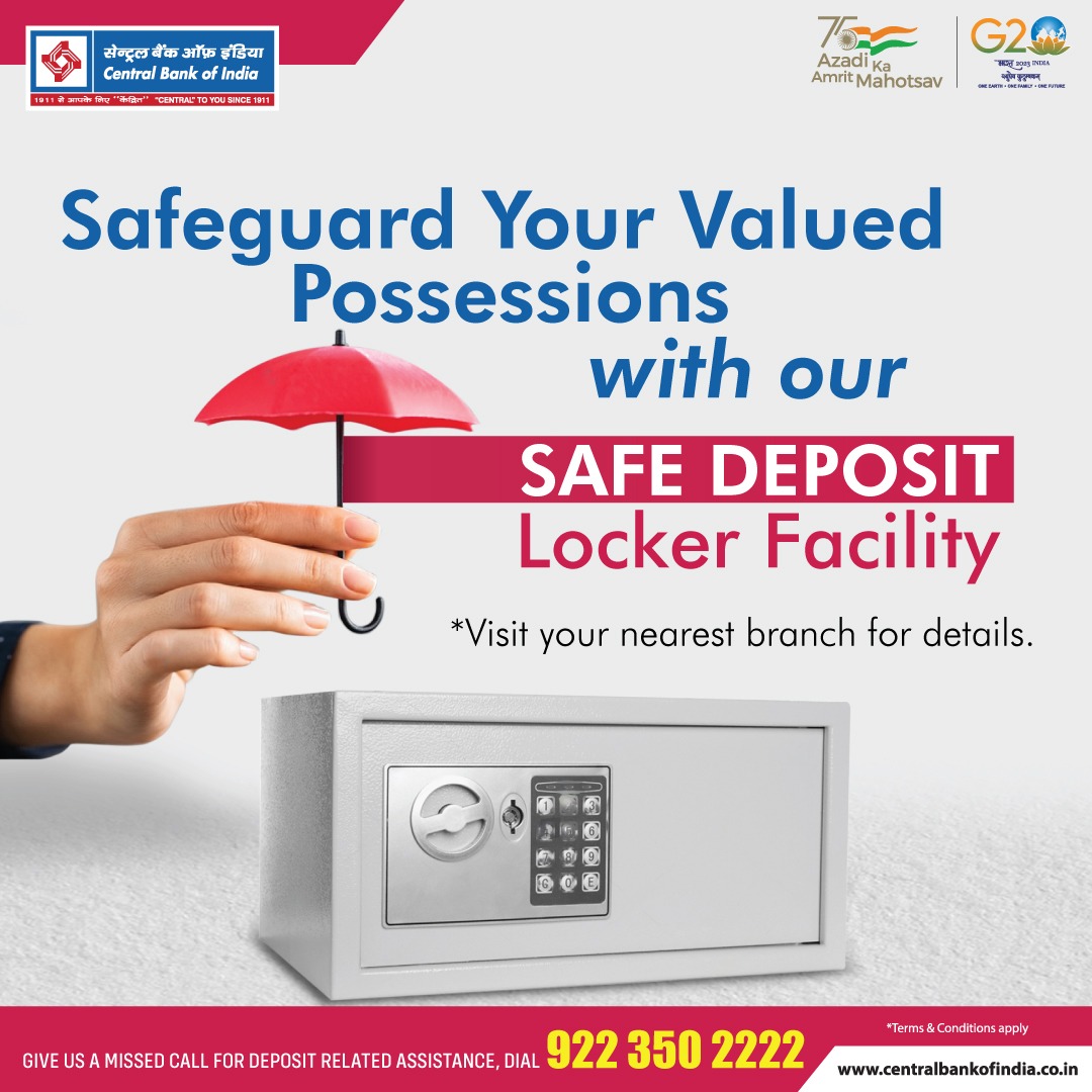 centralbank_in's tweet photo. Protect your valuables with our safe deposit locker facility. For more details contact https://t.co/PW4hqqGVqc

#Lockers
#AzadiKaAmritMahotsav
#CentralToYouSince1911 https://t.co/qtKuSsQwY3