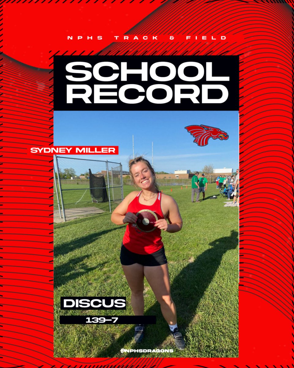 Congratulations to Sydney Miller for breaking an 11-year-old school record in the discus tonight, throwing 139-7. She also broke the HHC record and won the conference championship.