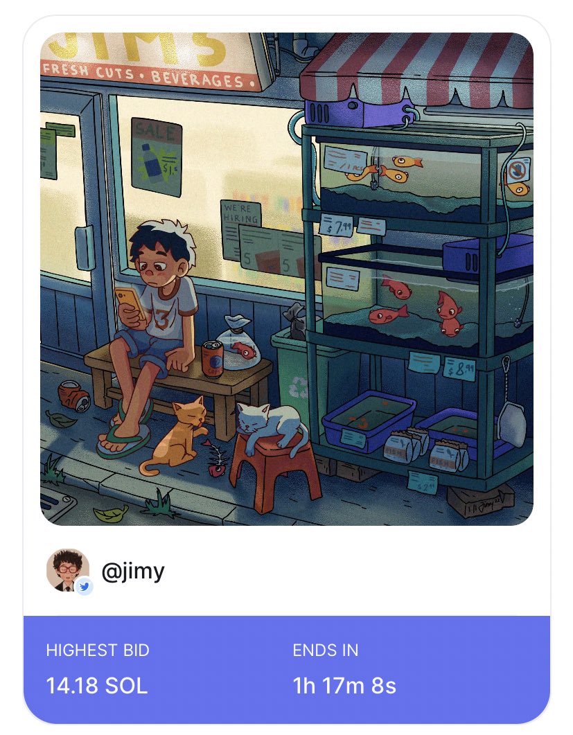 🚨Auction update🚨

1 hour left!🔥

current bid at 14.18 sol by @sudoWright !🫡🍻

Still chance for placing your bid, link below⬇️