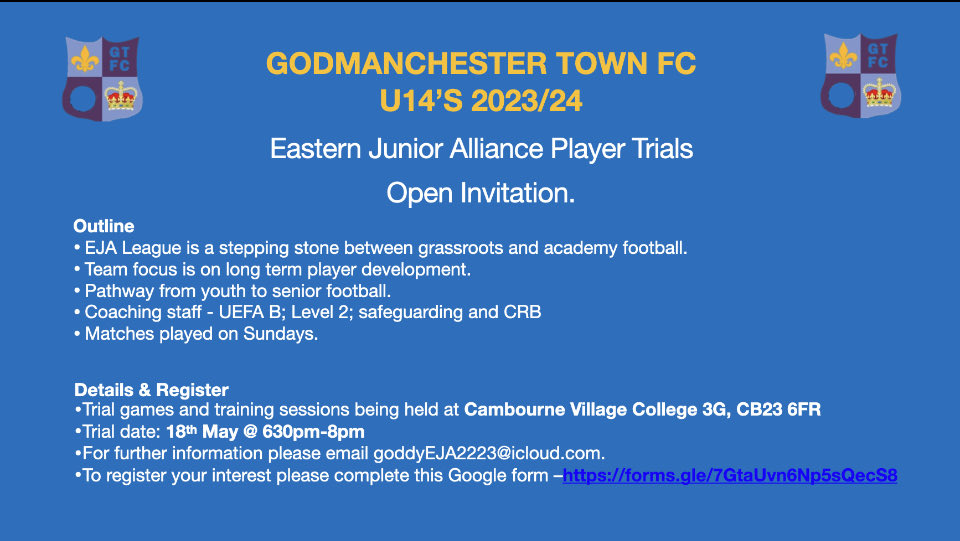 Revised Open Trial Date for U14’s EJA 23/24 Season #EJA