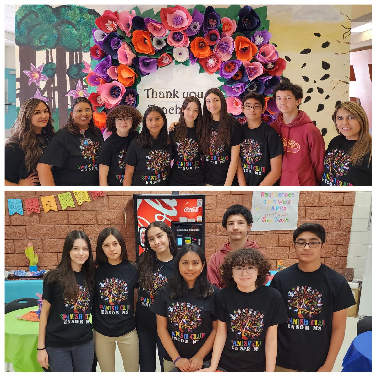 Ealcala_EMS's tweet photo. Spanish Club officers, members, and sponsors worked very hard to celebrate our teachers during their special week ❤️. @ems_spanishclub @aleseade2022 @fuentesbecks https://t.co/SEczxDkt4O
