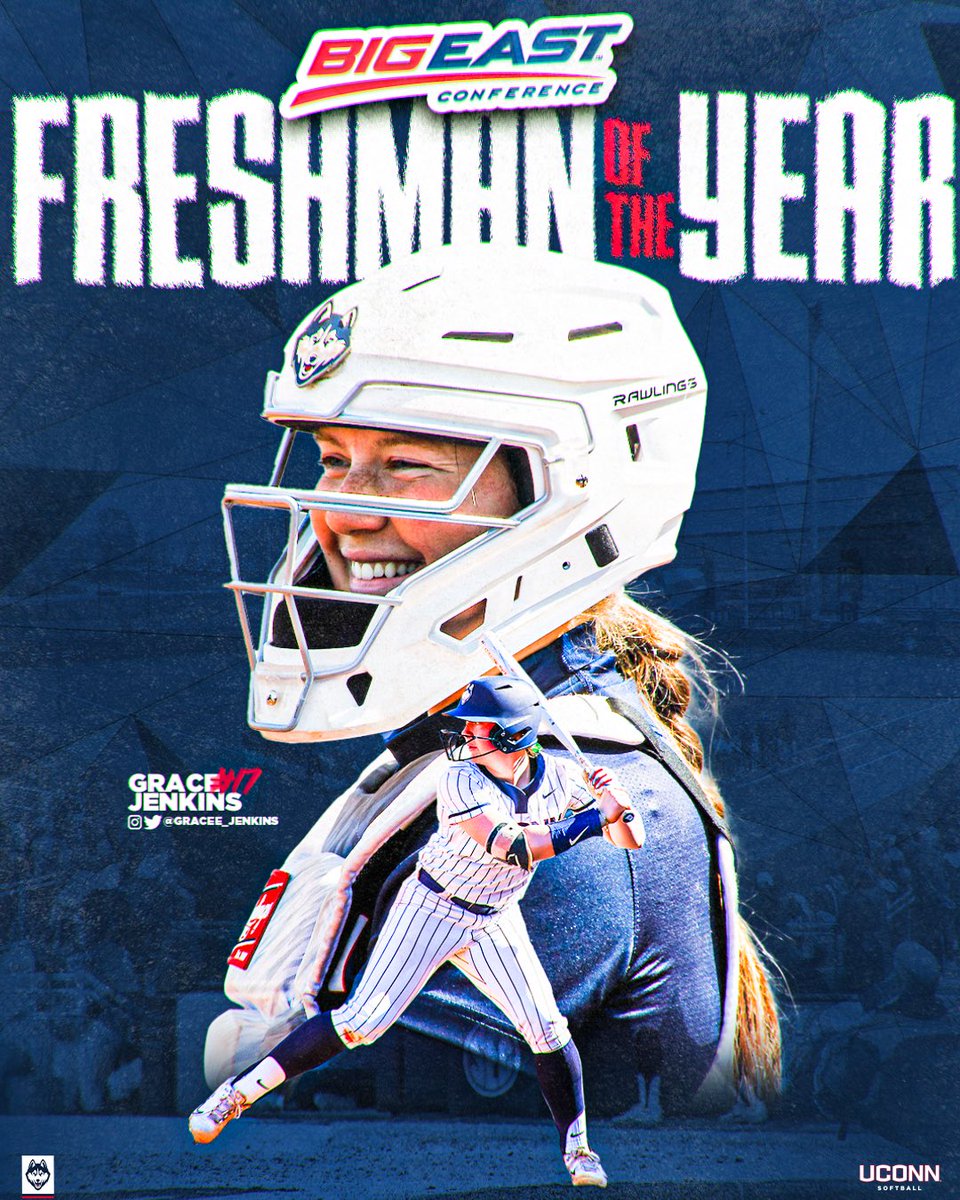 UConnSoftball's tweet photo. Grace Jenkins is your @BIGEAST Freshman of the Year‼️

#WEbeforeme https://t.co/8uFBdpLkBp