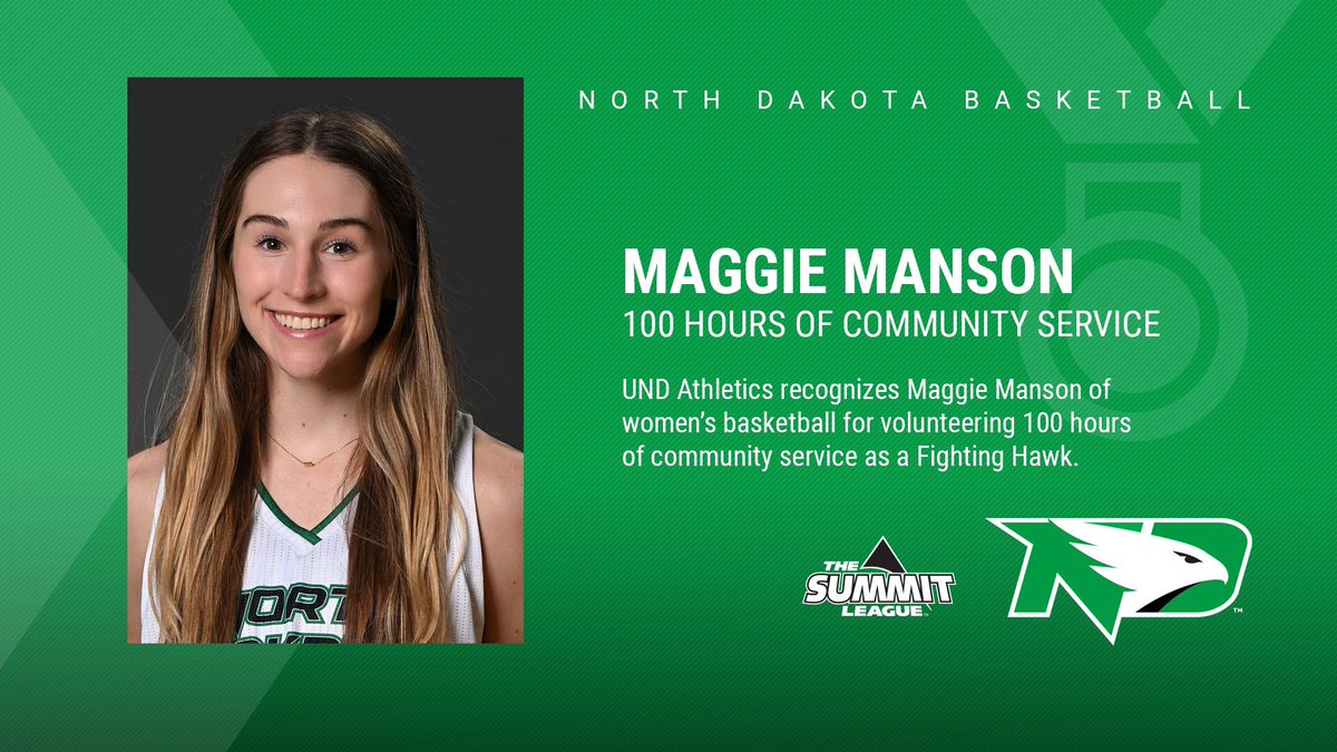 UND_SA_LEAD's tweet photo. Congratulations to @UNDwbasketball’s Maggie Manson for volunteering 100 hours of community service! #UNDproud https://t.co/m77kwBCvav