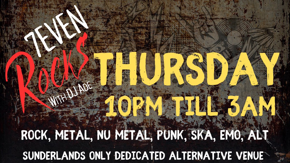 It’s almost Thursday and that means it’s nearly time for the second instalment of Sunderland’s newest rock night. 

Requests played all night and some great deals on drinks. 

#rocknight