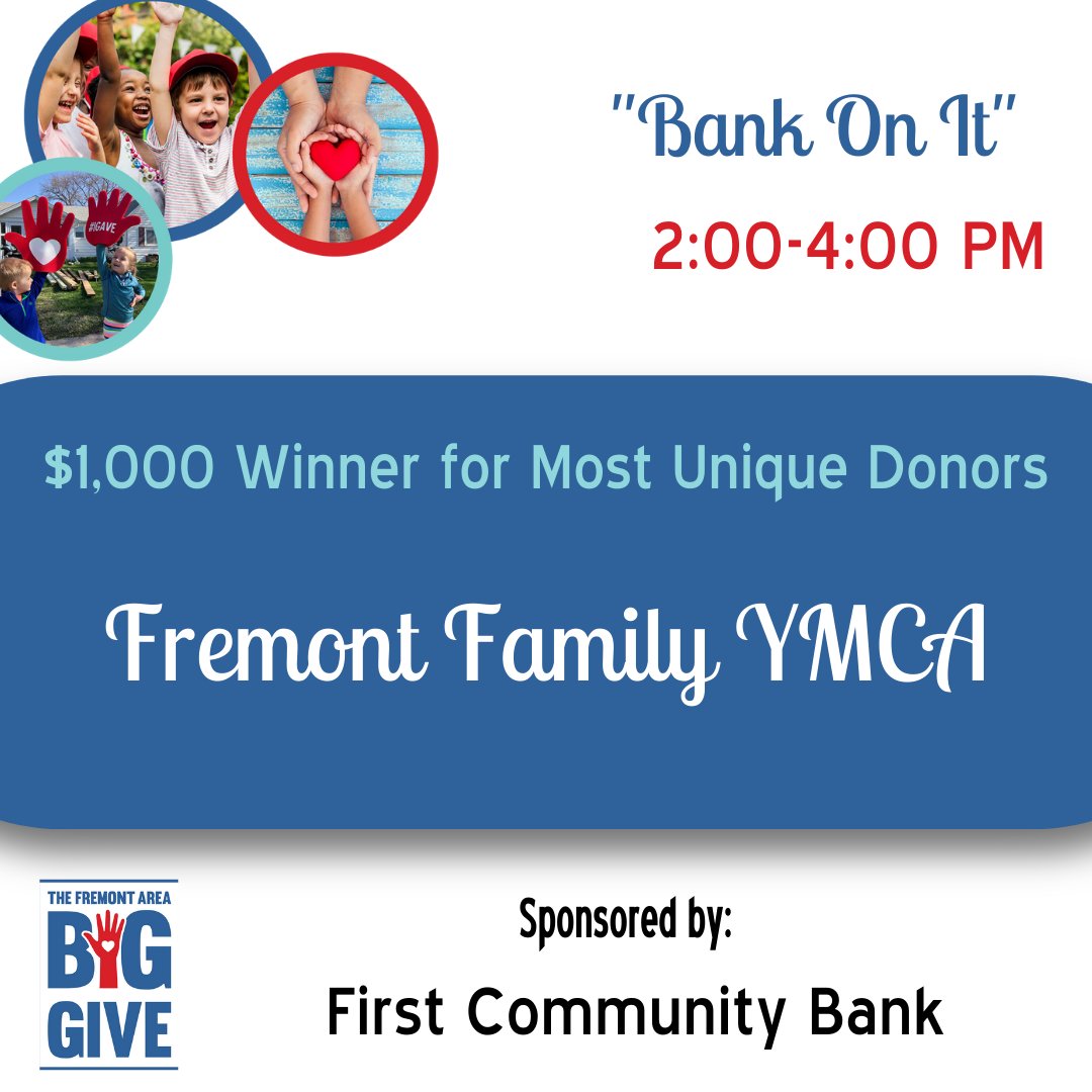 facfoundation's tweet photo. Money, money money! If you need it, First Community Bank has it! And they have a bonus $1,000 for the @YMCAFremont who had the Most Unique Donors from 2-4 PM! https://t.co/NILXzDLubI