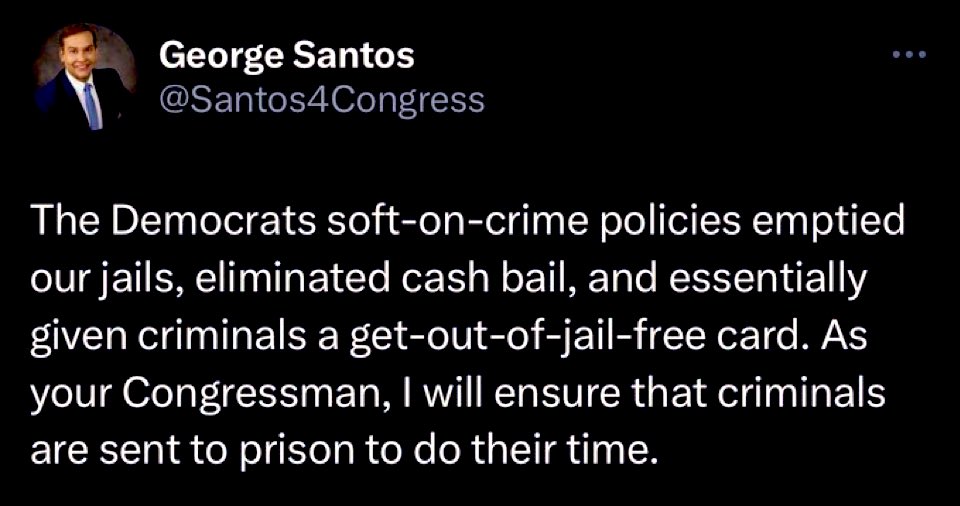 7Veritas4's tweet photo. I am relieved to see you’re strong on crime, George. 

It will make your arraignment tomorrow feel less awkward. https://t.co/7rPUml9Jzn