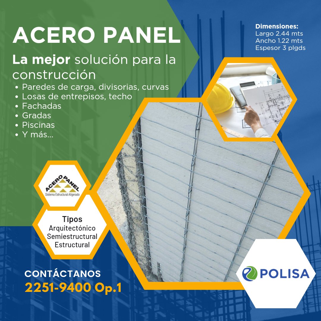 PolisaSV's tweet photo. Realiza #ConstruccionesEficientes y de #Calidad con acero panel de #Polisa. 👷🏗️ https://t.co/4KdW54bsyF