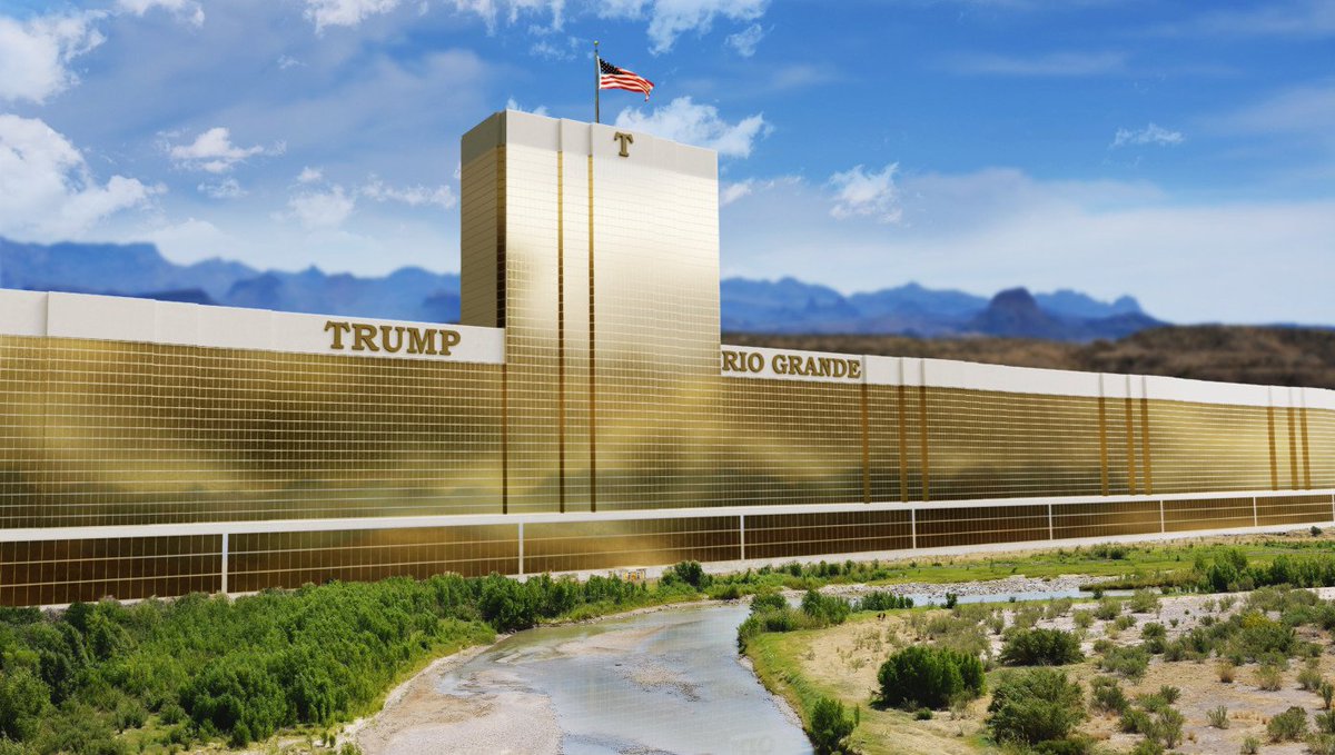 TheBabylonBee's tweet photo. Trump Announces He Is Building 1,954-Mile Long Trump Hotel Along Southern Border https://t.co/sIvBDOYAt2 https://t.co/rkvUS2TuB9