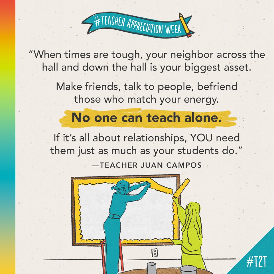No matter if your best teacher friend is across the hall or across the world, you're never alone as a teacher.