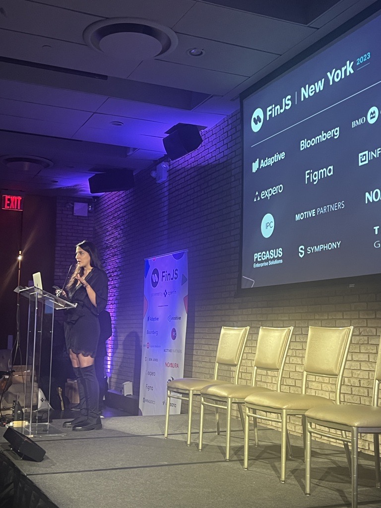 finjsio's tweet image. We are thrilled to welcome everyone back to #FinJS NY this evening! 
@openfintechVP, Global Head of Marketing Mitra Roknabadi (@fintechmeetch) kicks off the night with opening remarks.

#BuiltOnOpenFin #fintechevents #innovation